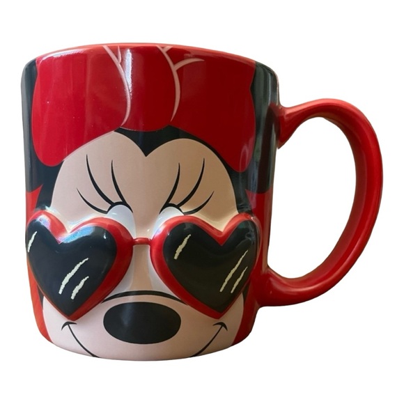 Disney Store Minnie Mouse XOXO Love Heart Glasses - Red 3D Cup 10oz Mug Coffee - Picture 4 of 6